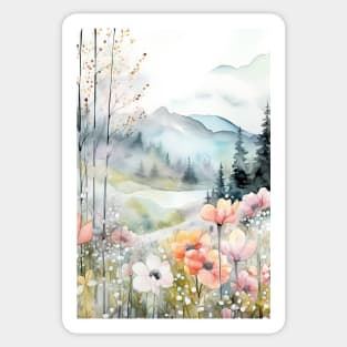 Boreal watercolor colorful wild flowers meadow Sticker